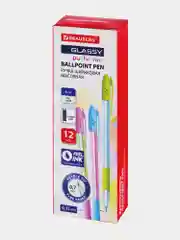 Ручки шариковые синие Brauberg Pastel, 881015, набор 12 штук тонкие для школы, 0,35 мм