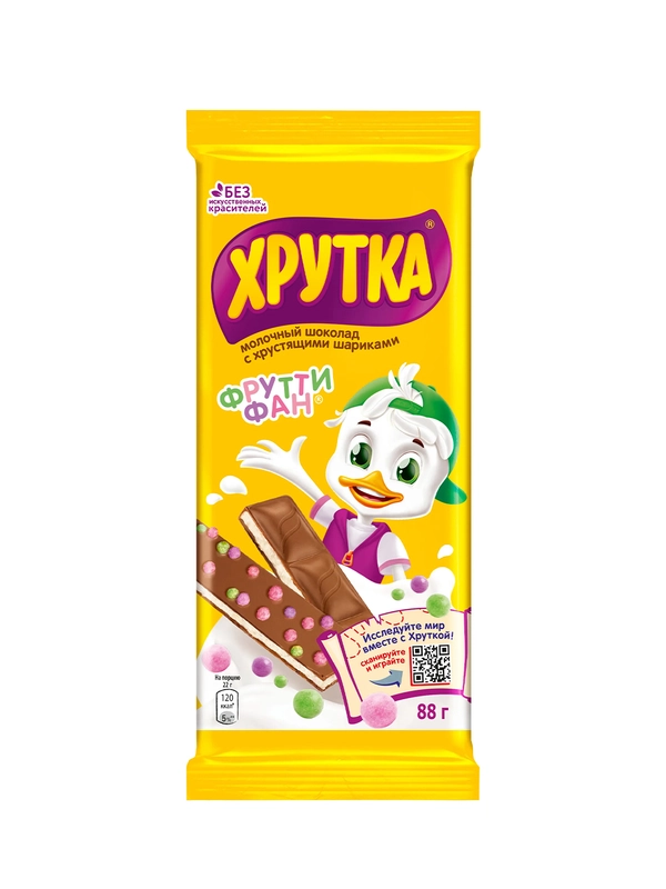 Шоколад молочный Хрутка ФруттиФан, с хрустящими шариками, 88 г