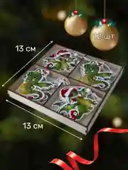 Зеленый деревянные елочные игрушки "Символ года" Змея, Дракон, елочные украшения, символ года 2025