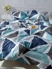 Голубой комплект постельного белья Вселенная текстиля, 4770, 2-x спальный с Евро, нав. 50х70