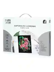 Картина по номерам на черном холсте Три совы "Розовый букет", c краскам, 40х50 см