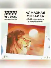 Алмазная мозаика Три совы "Закат", холст на деревянном подрамнике, 40х50 см