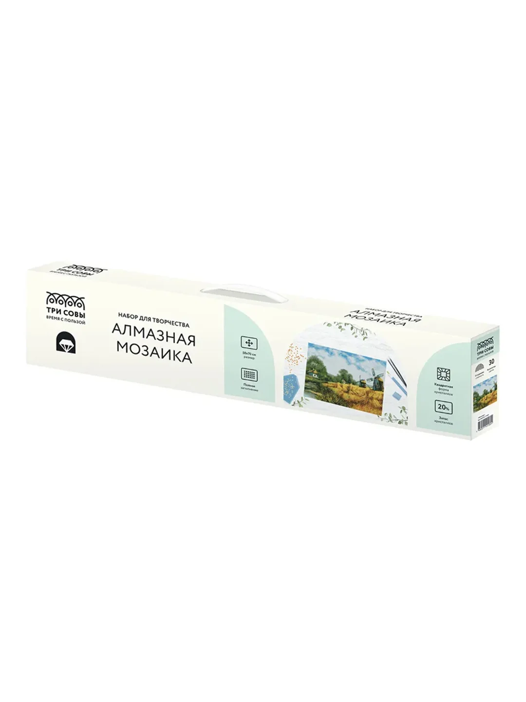 Алмазная мозаика Три совы "Мельницы", холст, 50х70 см