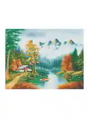 Алмазная мозаика Три совы "Осень в горах", холст, 30х40 см