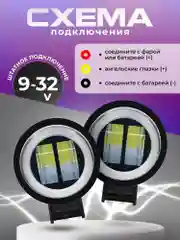 Противотуманные фары светодиодные универсальные 20W. ДХО для авто. Автосвет led птф