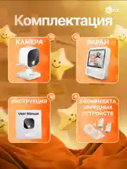 Белый видеоняня Ainz, с монитором, радионяня с двухсторонней связью