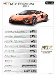 Пленка тонировочная "MTF Original" в тубе "Premium"  70% Сharcol (0.5м х 3м)