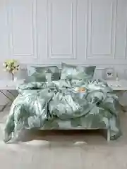 Зеленый комплект постельного белья Вселенная текстиля, 4826, 2-x спальный с Евро, нав. 50х70