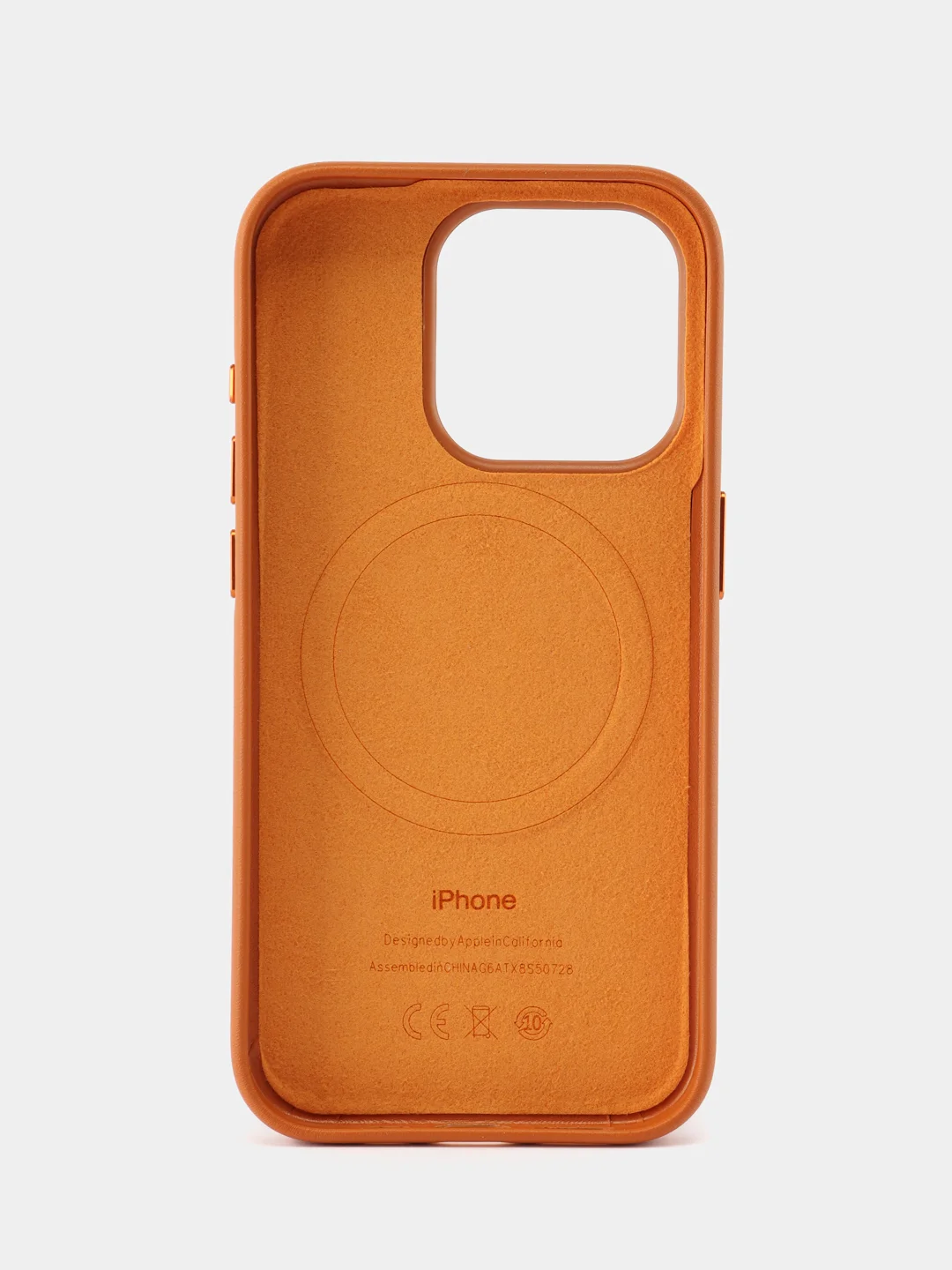 Оранжевый кожаный чехол Leather Case для iPhone 15 Pro с функцией MagSafe