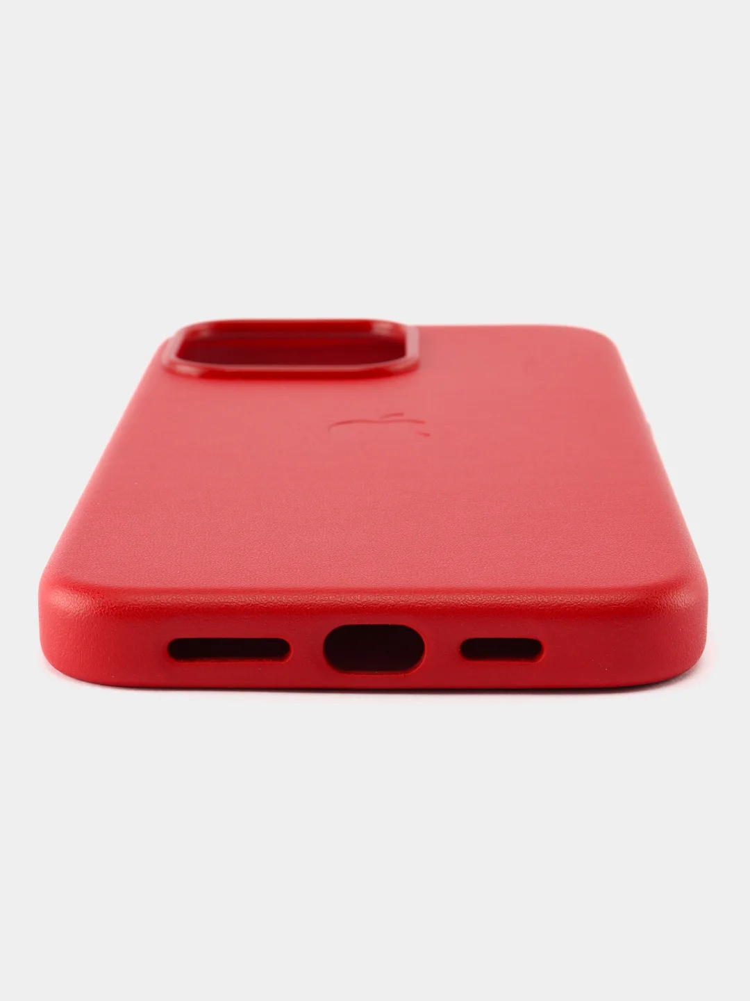 Красный кожаный чехол Leather Case для iPhone  15 Pro Max с функцией MagSafe