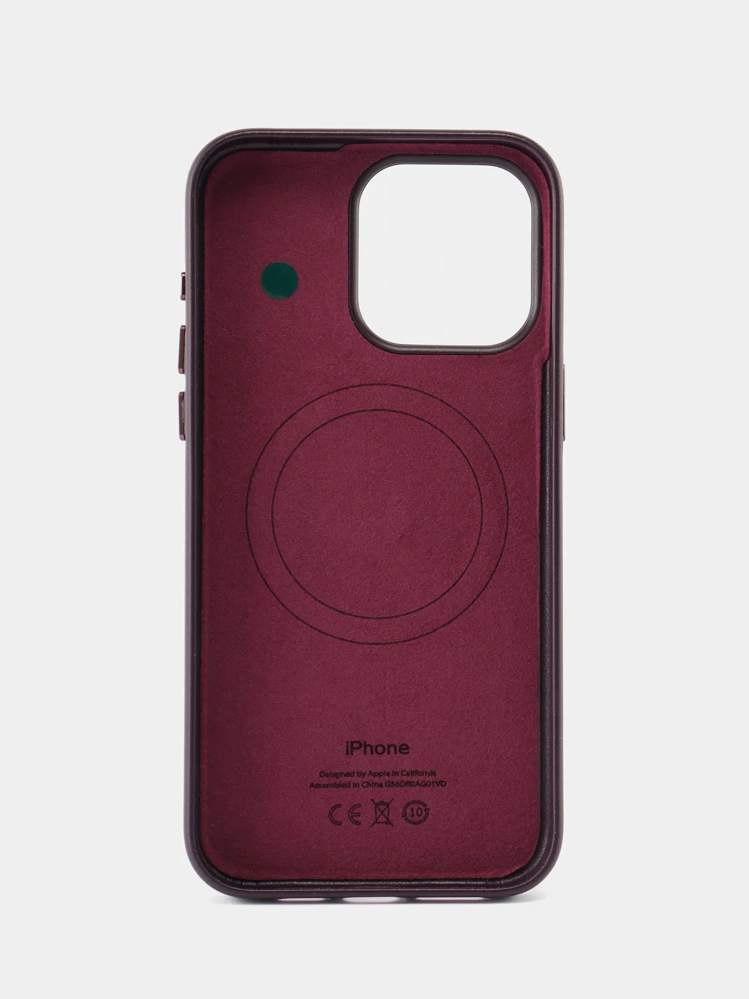 Тёмно-бордовый кожаный чехол Leather Case для iPhone  15 Pro Max с функцией MagSafe