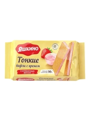 Вафли тонкие с кремом Яшкино, с клубничным вкусом, 144 г