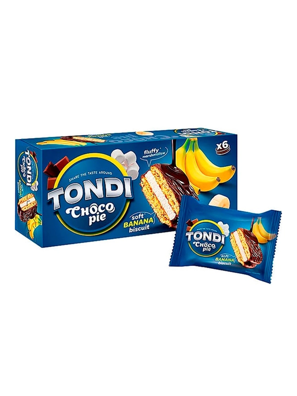 Печенье глазированное TONDI Choco Pie Банан, 180 г