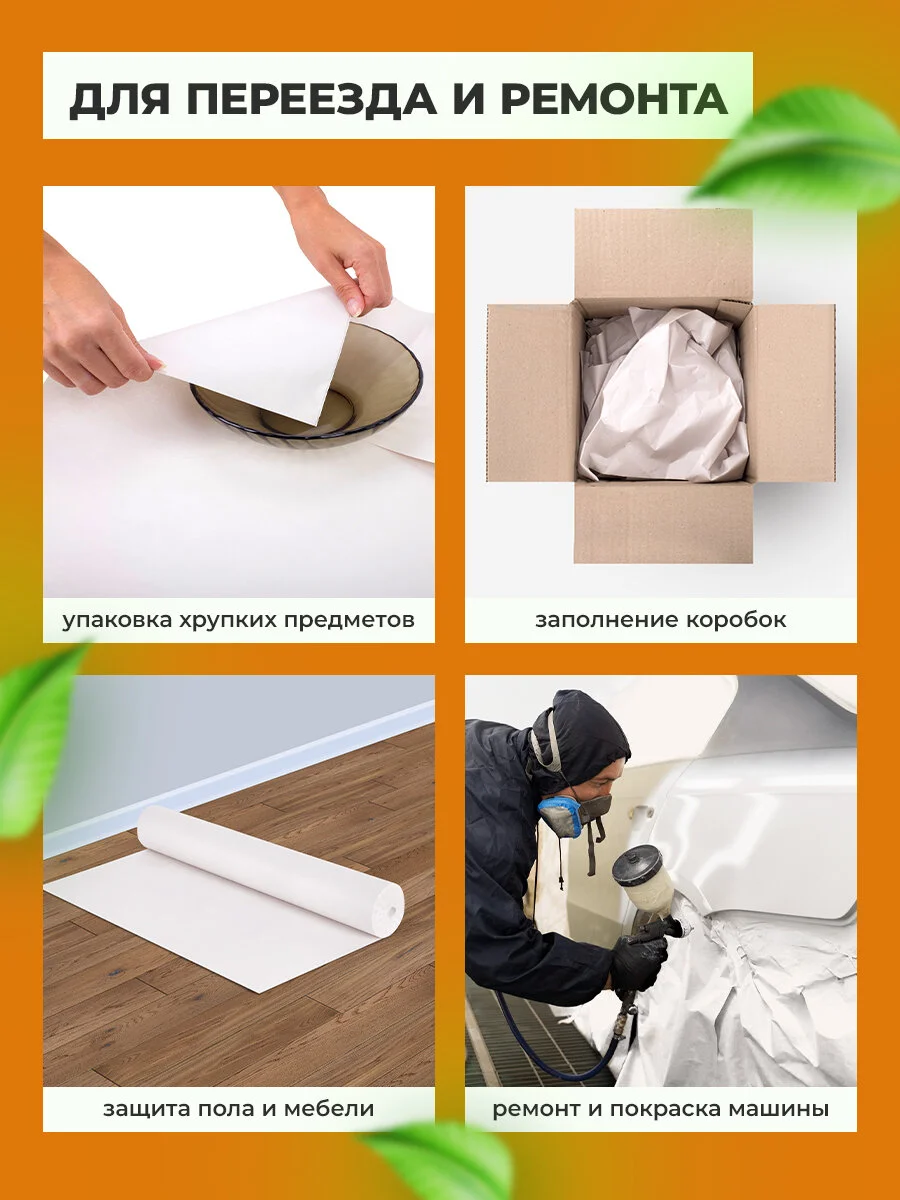 Бумага упаковочная газетная для упаковки подарков, цветов в рулоне 840 мм х 150 м Brauberg