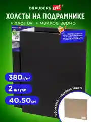 Холст, полотно для рисования на подрамнике черные в коробе, 2 штуки Brauberg 880354