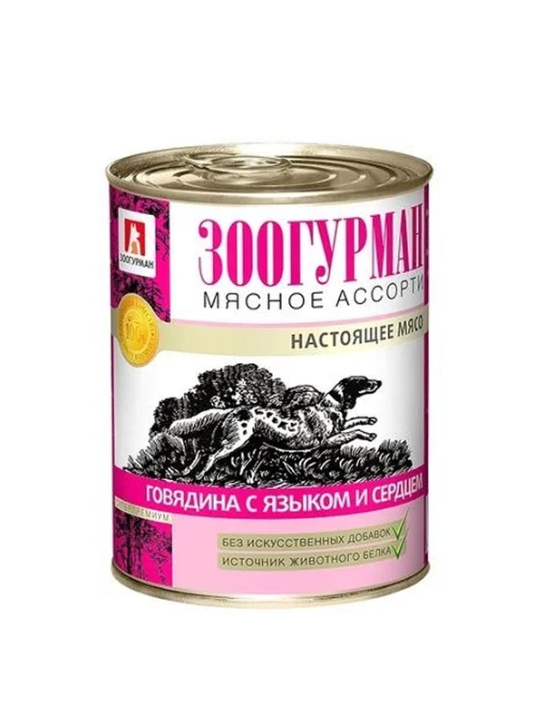 Влажный корм для собак Zoogurman Говядина, с языком и сердцем, 750 г