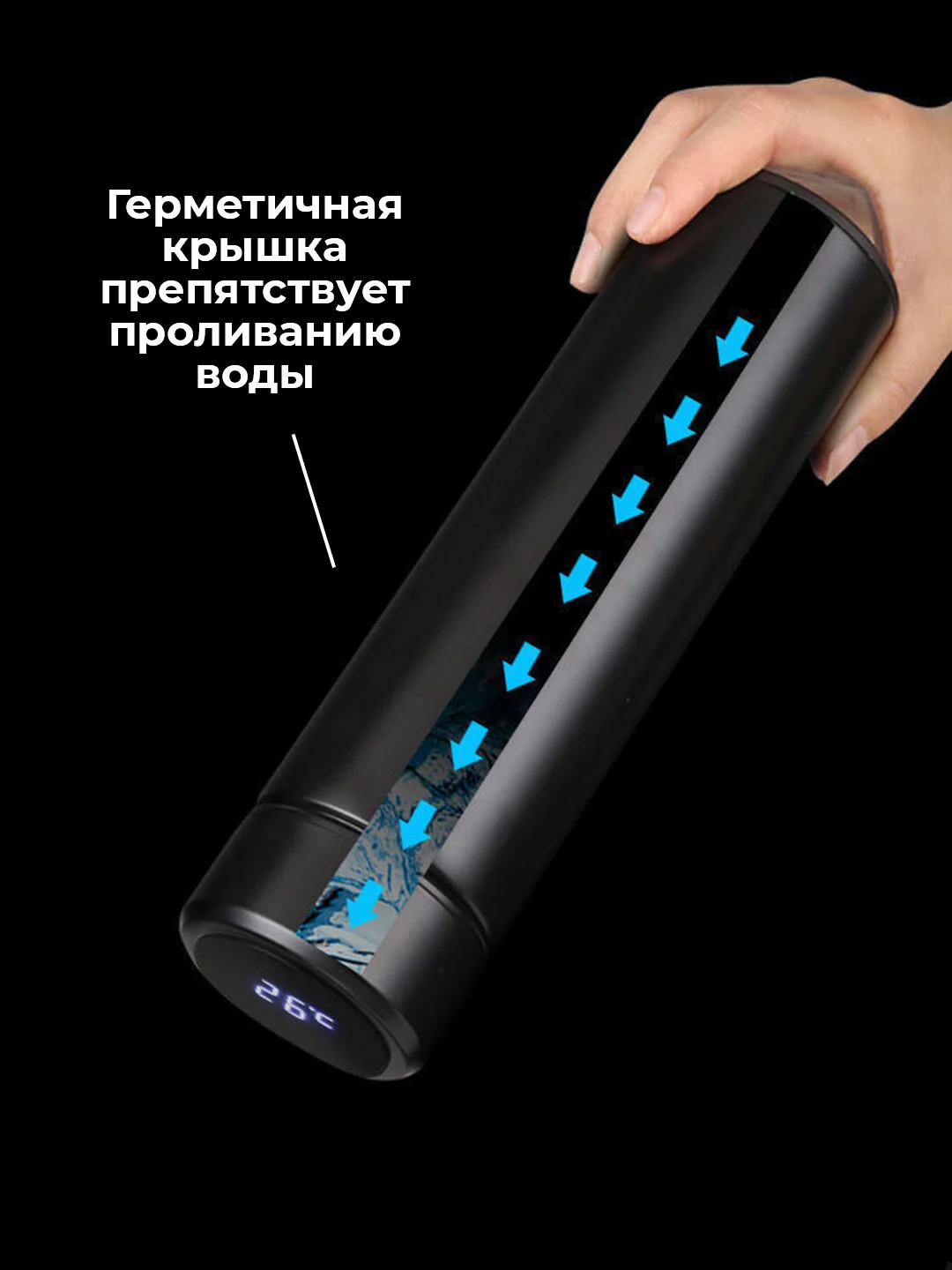 Термос с датчиком температуры мужской и женский для напитков: кофе, чай, 500 мл, подарок