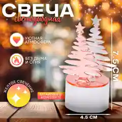 Розовый новогодняя свеча светодиодная