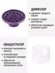 Фиолетовый фен OBSIDIAN BS-HD501A Технология tourmaline ionic/ светлый чароит
