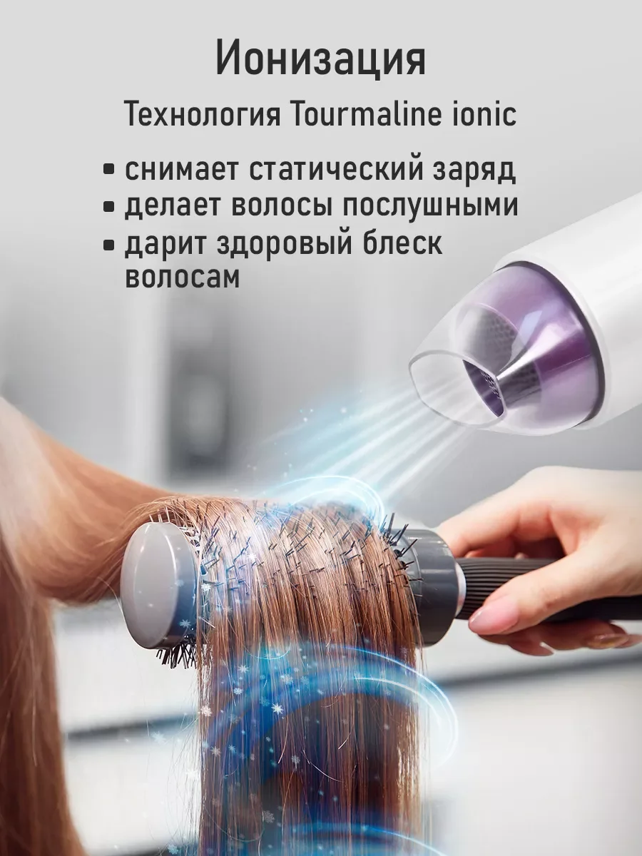 Фиолетовый фен OBSIDIAN BS-HD501A Технология tourmaline ionic/ светлый чароит