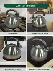 Белый чайник со свистком MARTA MT-3081 3 л, нерж. сталь, серый мрамор