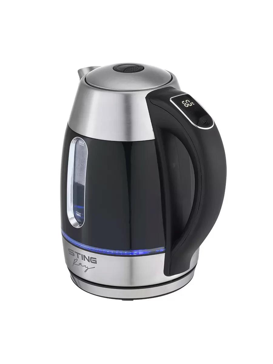 Черный чайник электрический STINGRAY ST-KT3018A ручной выбор температуры, автоподогрев, черный