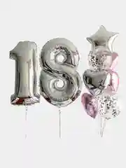 Серебряный шар "Цифра 102 см", золото, серебро