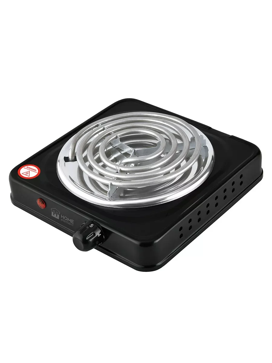 Черный электрическая плитка настольная HOME ELEMENT HE-HP719B , d 14 см, черный