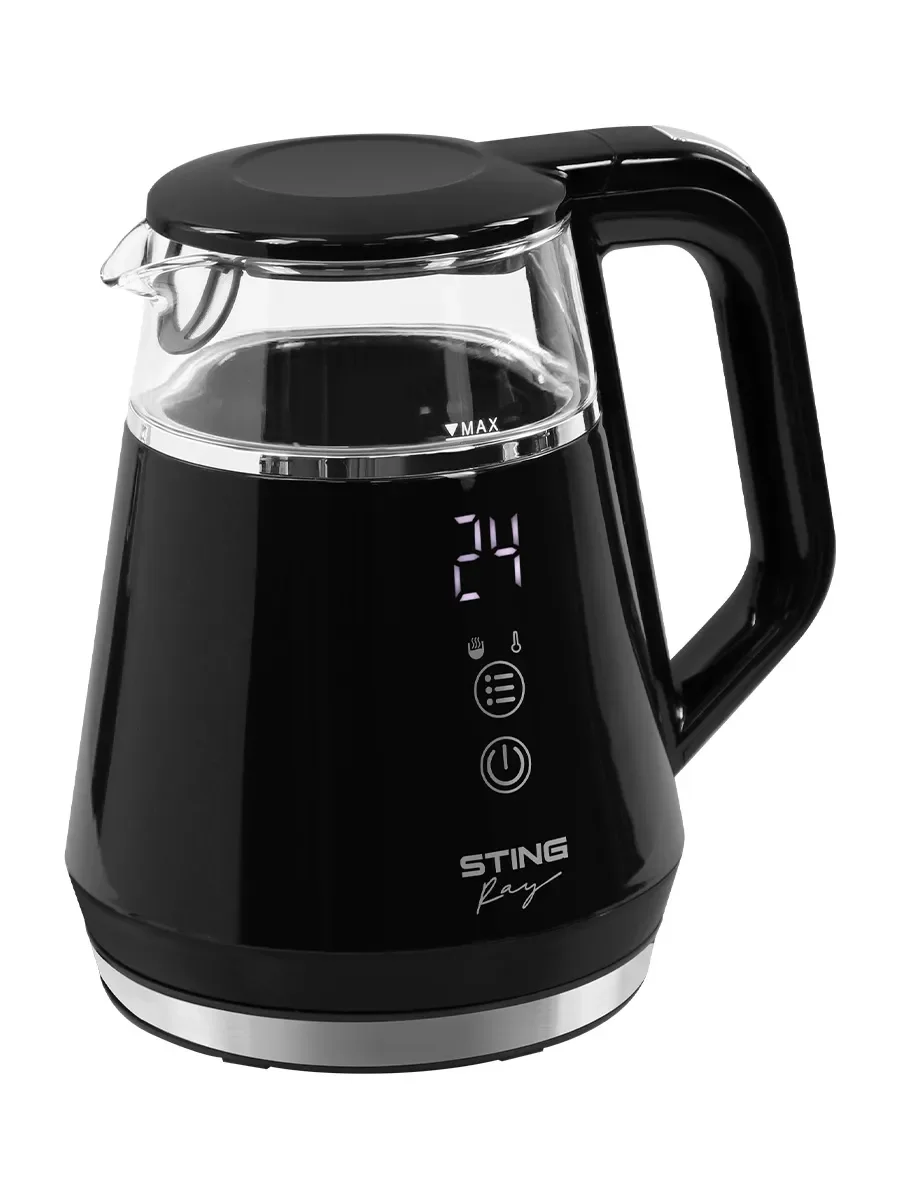 Черный чайник электрический STINGRAY ST-KT3017A ручной выбор температуры, автоподогрев, черный