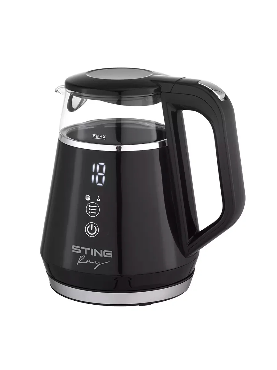 Черный чайник электрический STINGRAY ST-KT3017A ручной выбор температуры, автоподогрев, черный