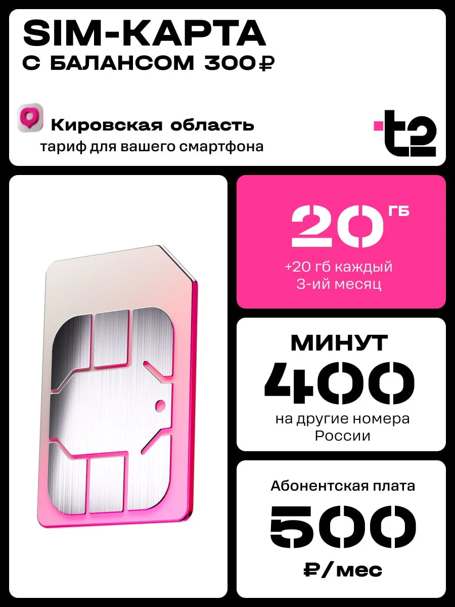 Sim-карта t2. Тариф "Мой онлайн" для Кировской области