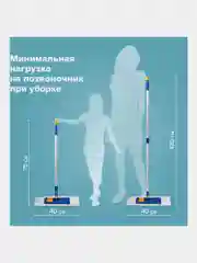 Швабра с флаундером 40см, алюминиевый телескоп., 130см, микрофибра/абразив ЛАЙМА 880303