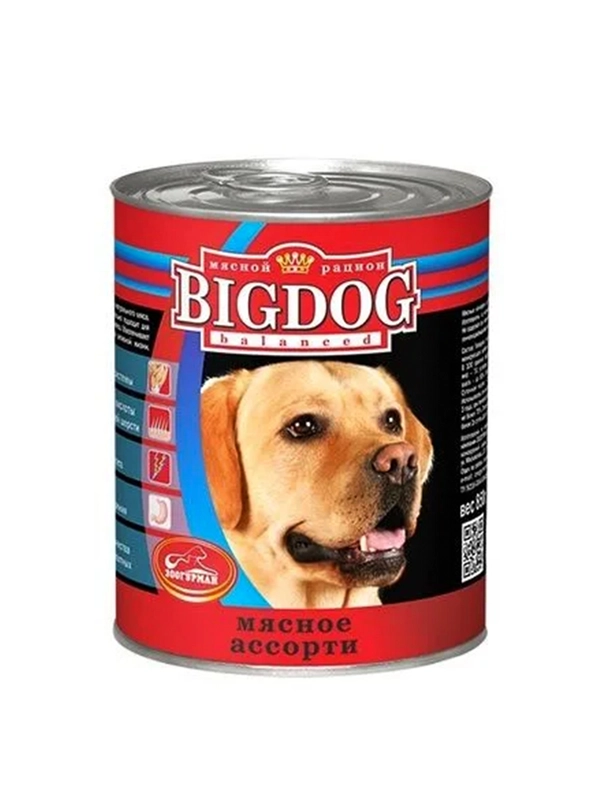 Влажный корм для собак Зоогурман BIG DOG, Мясное ассорти, 850 г