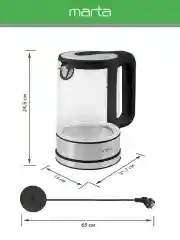 Черный электрический стеклянный чайник MARTA MT-4609 чёрный