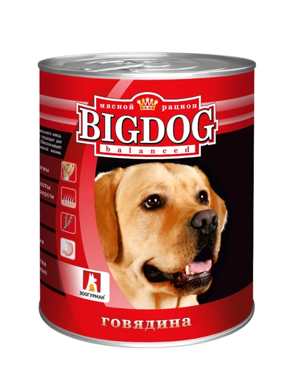 Влажный корм для собак Zoogurman "Big dog" Говядина, 850 г
