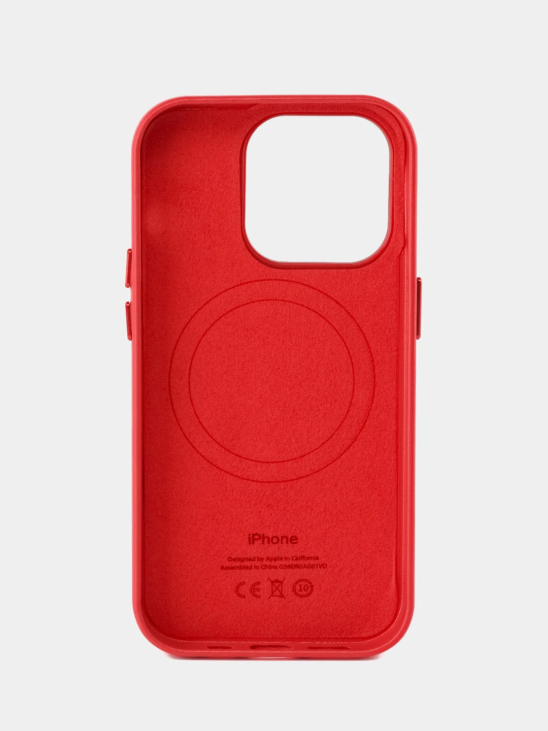 Красный кожаный чехол Leather Case для iPhone 14 Pro с функцией MagSafe