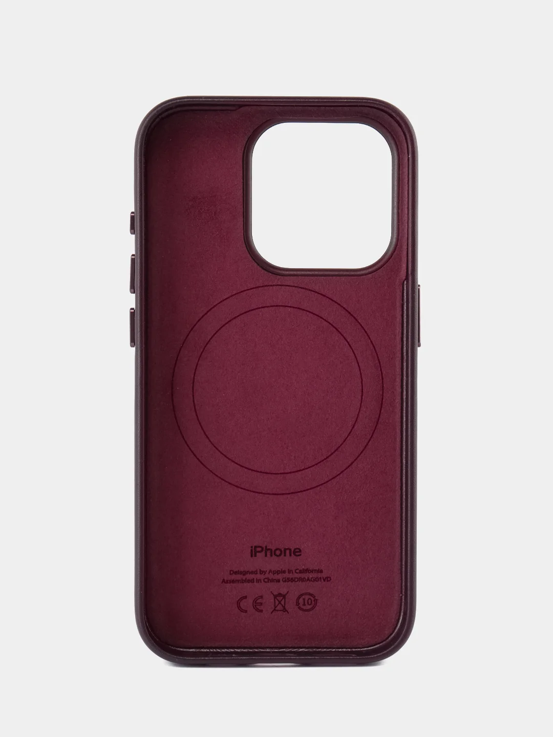 Тёмно-бордовый кожаный чехол Leather Case для iPhone 15 Pro с функцией MagSafe