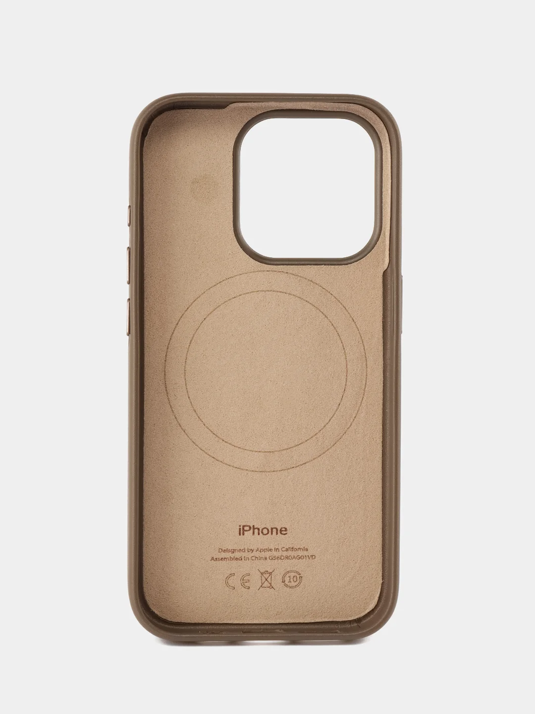Хаки кожаный чехол Leather Case для iPhone 15 Pro с функцией MagSafe