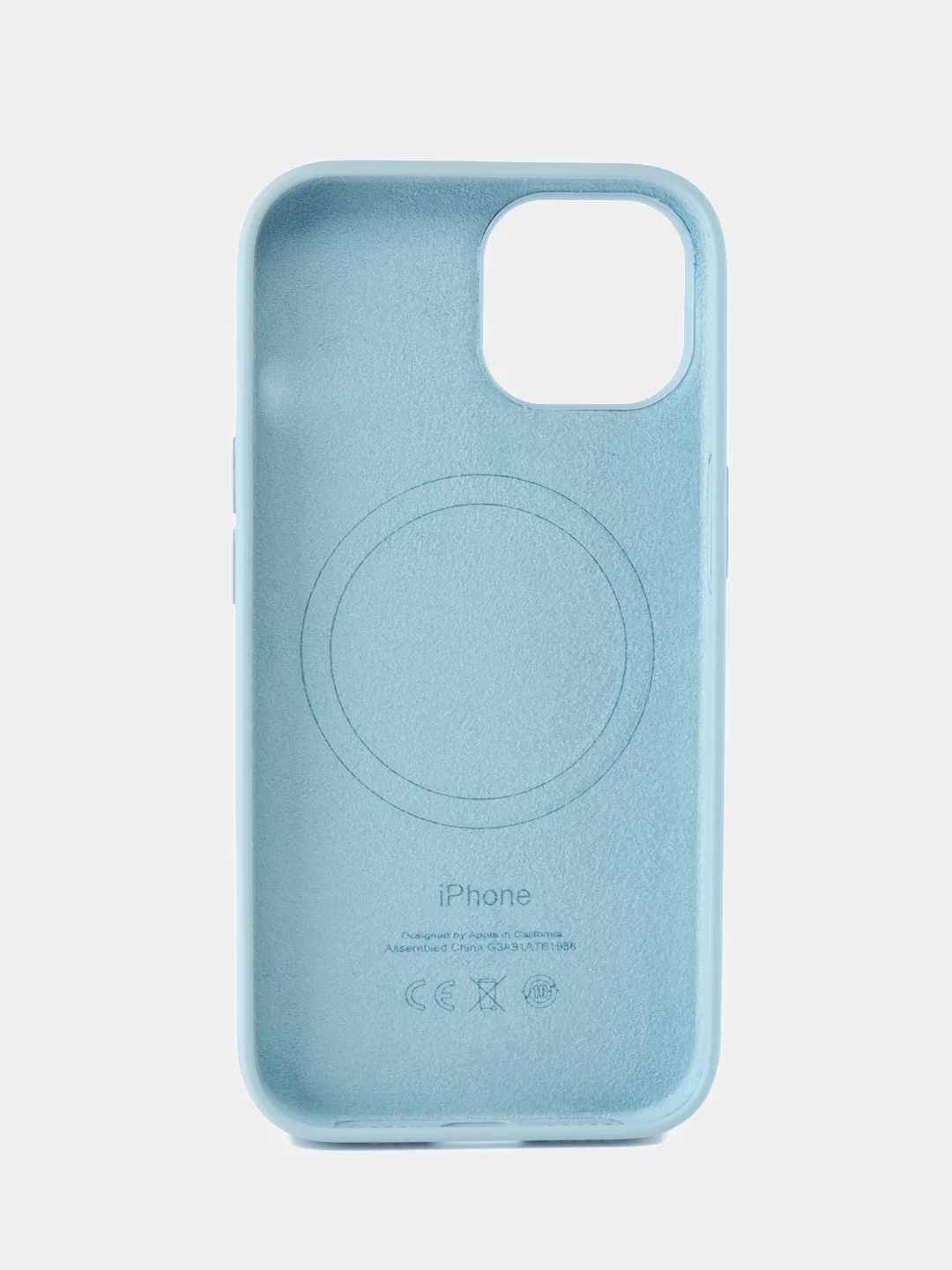 Голубой силиконовый чехол MagSafe для iPhone 15