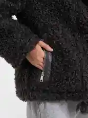 Серый дубленка женская из искусственного меха овчины, авиатор, косуха