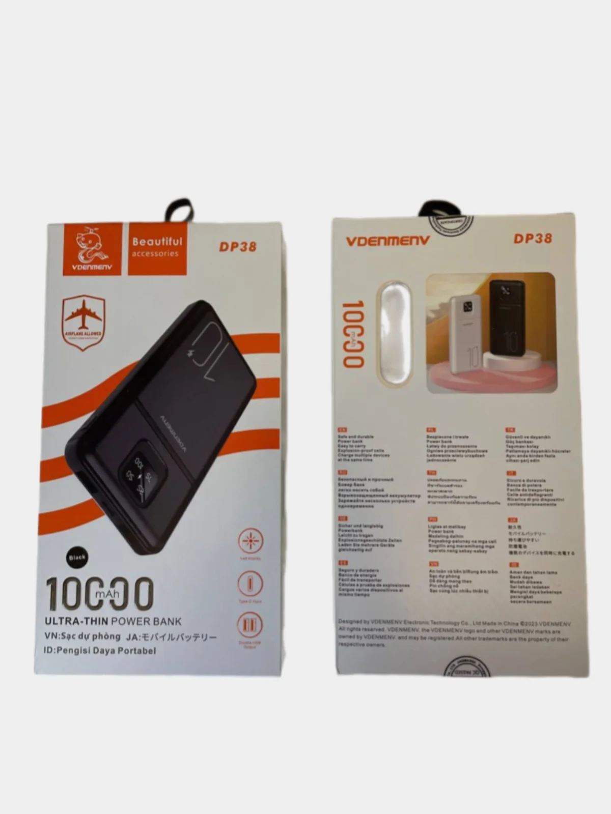Power Bank  10000 мАч, Внешний аккумулятор с показателем заряда, 2 USB разъема для зарядки