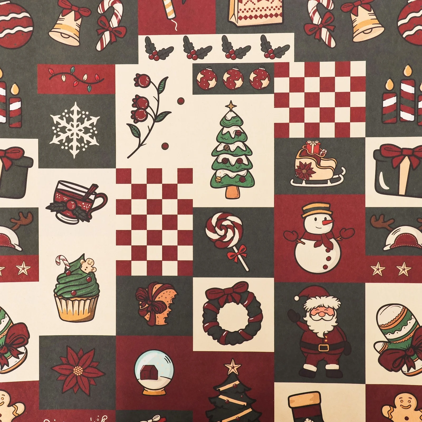 Новогодняя упаковочная крафтовая бумага, 4 вида, 70X100 см