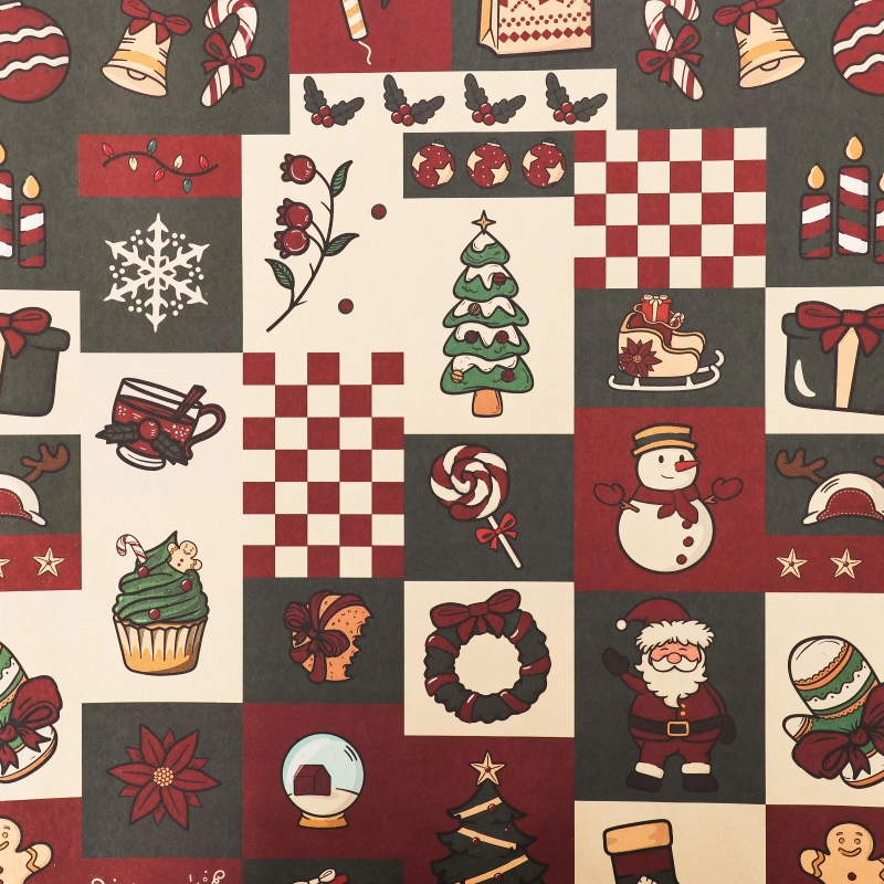 Новогодняя упаковочная крафтовая бумага, 4 вида, 70X100 см
