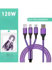 Лавандовый зарядный провод 3 в 1 на iPhone, Micro USB, Type C, 2 метра