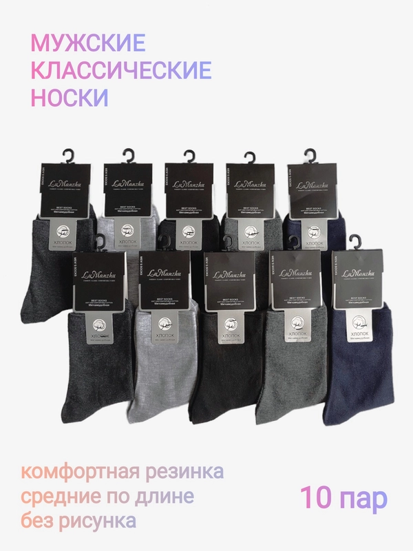 Носки мужские, набор 10 пар