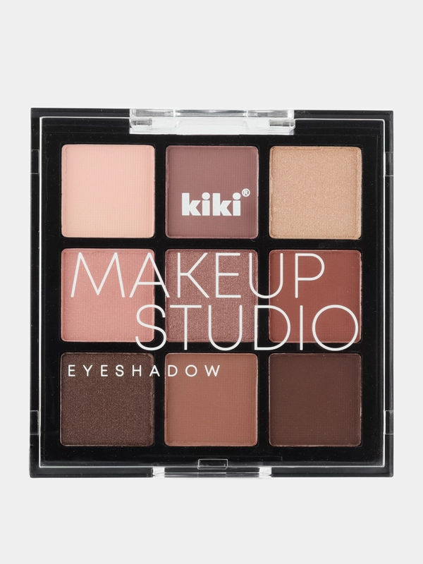 Тени для век kiki MAKEUP STUDIO тон 204 Rose, стойкая паллетка из 9 сияющих оттенков