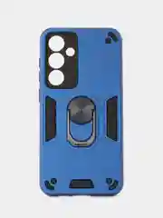 Синий чехол противоударный Samsung Galaxy S24 FE (C24 Фе), с металлической подставкой кольцом