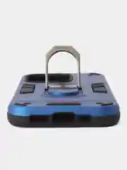 Синий чехол противоударный iPhone 16 PRO (Айфон 16 ПРО), с металлической подставкой кольцом