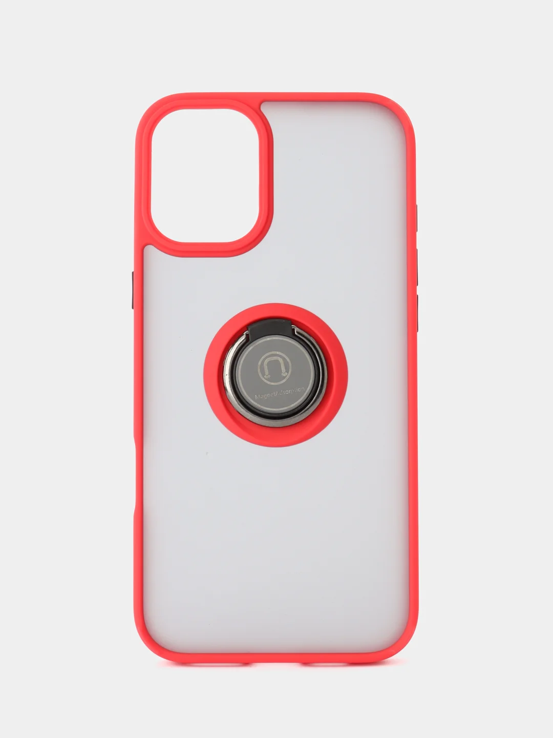 Красный чехол iPhone 16/15/14/13/12/11/Pro/Max/Plus, с металлической подставкой кольцом