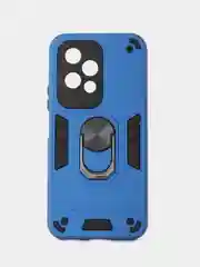 Синий чехол противоударный Honor 200 Lite (Хонор 200 Лайт), с металлической подставкой кольцом